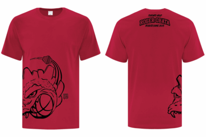 3rd Annual Roger Obata Tribute Game Tshirts (Red) - Godzilla logo graphic wrap-around