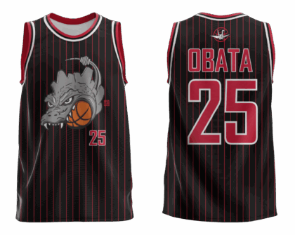 3rd Annual Roger Obata Tribute Game Jersey (BULLS RETRO - Black with red stripes)